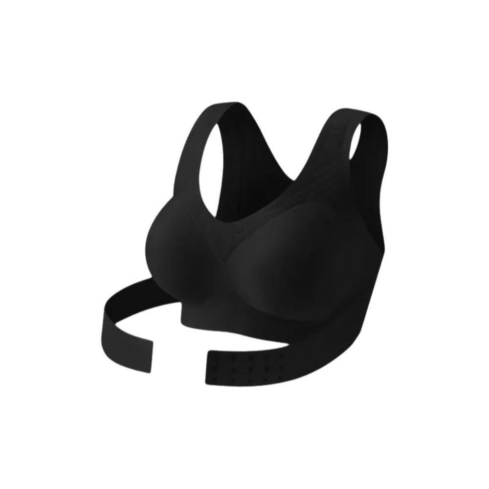 Posture Corrector Back - 姿勢矯正機能付き、シームレスなプッシュアップブラ、クロスバックデザイン、バストを支え、たるみを防ぐ、ワイヤーなし、衝撃吸収、前留めタイプ、ヨガにも最適。