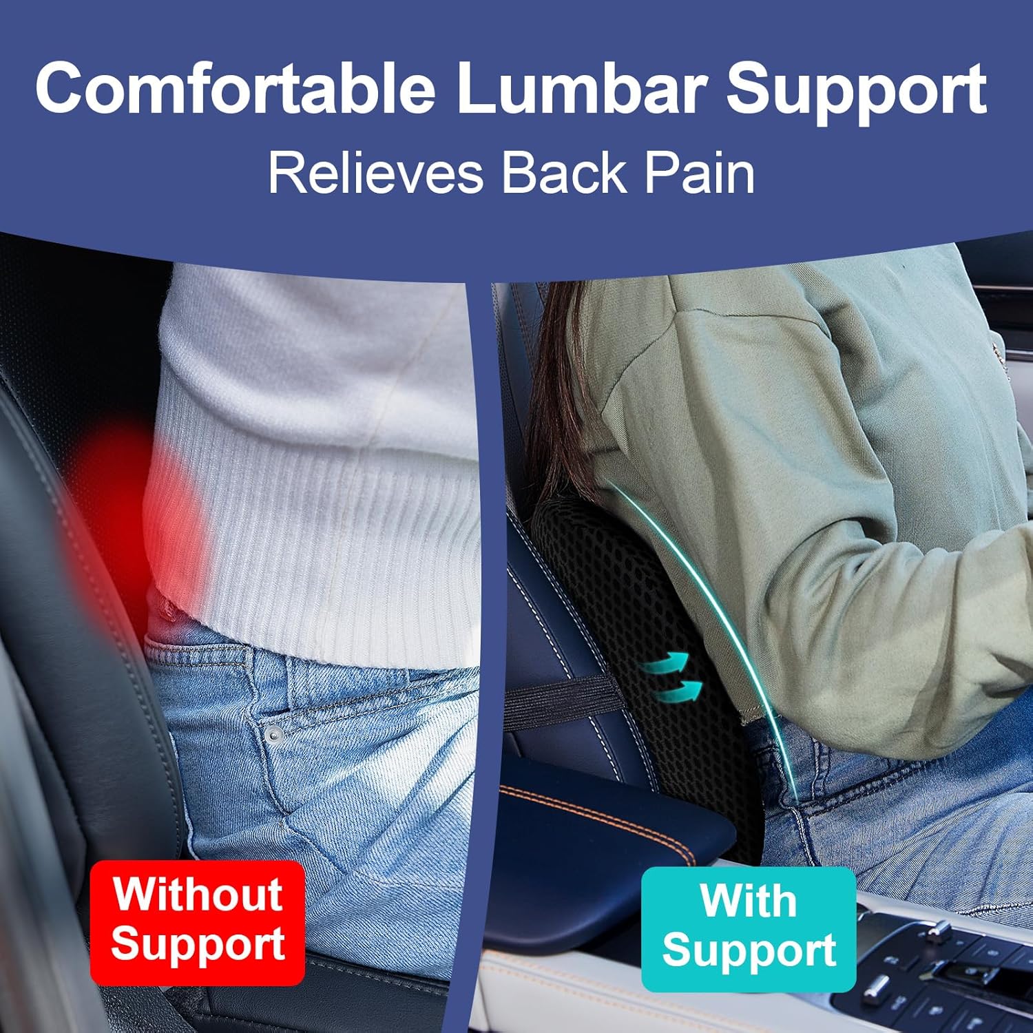 オフィスチェアとカーシート用のエルゴノミック腰椎サポート枕、 - Posture Corrector Back のレビューと価格