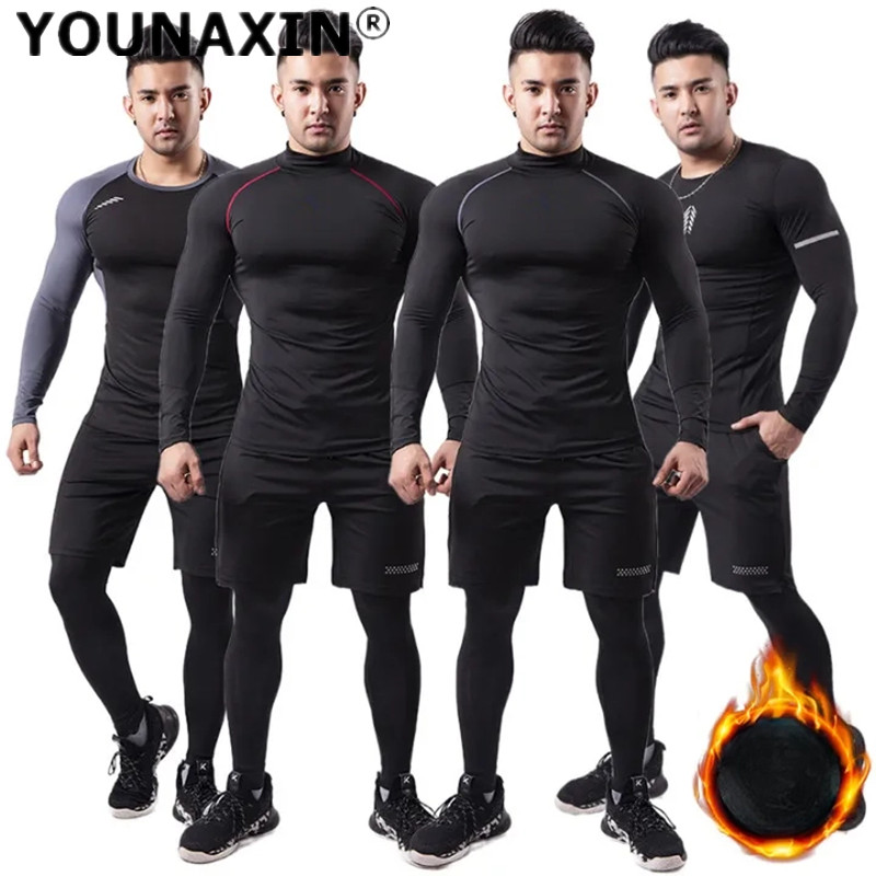 3 ピース男性ぬいぐるみ暖かいスポーツスーツサーマル T シ - Yoga Fitness Training のレビューと価格