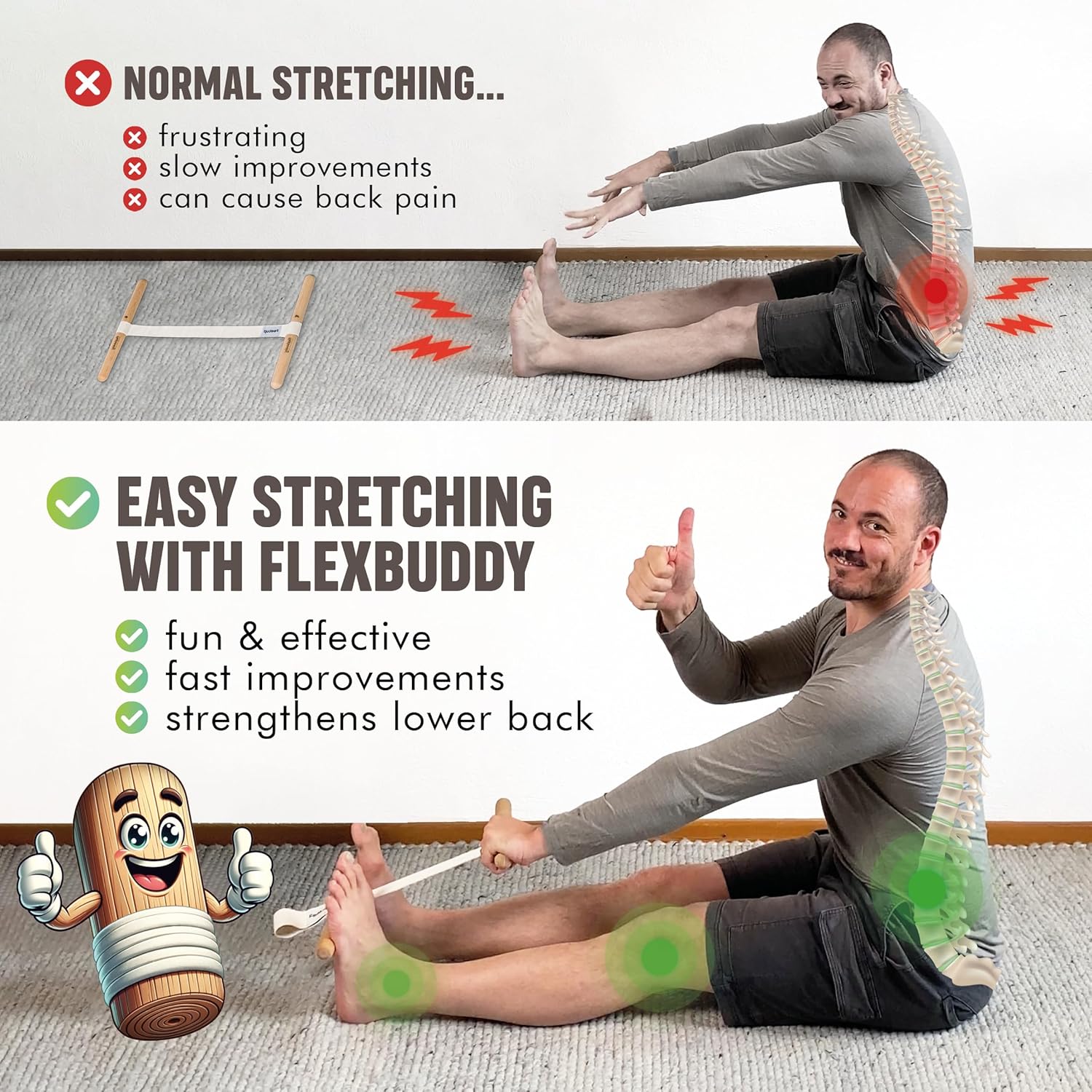 ハムストリングストレッチャー 調節可能なフレックスストラップ - Yoga Of Fitness のレビューと価格