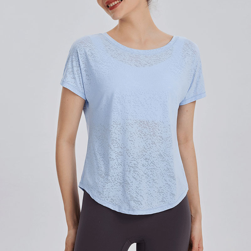 女性用ヨガTシャツ ルーズスポーツ半袖 スプリットバックトッ - Yoga Fitness Training のレビューと価格