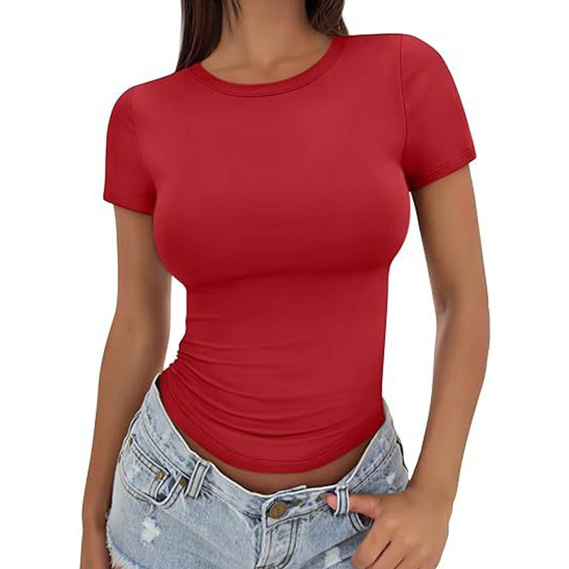 セットインショルダー クルーネック 半袖Tシャツ 女性用 フ - Yoga Fitness Training のレビューと価格