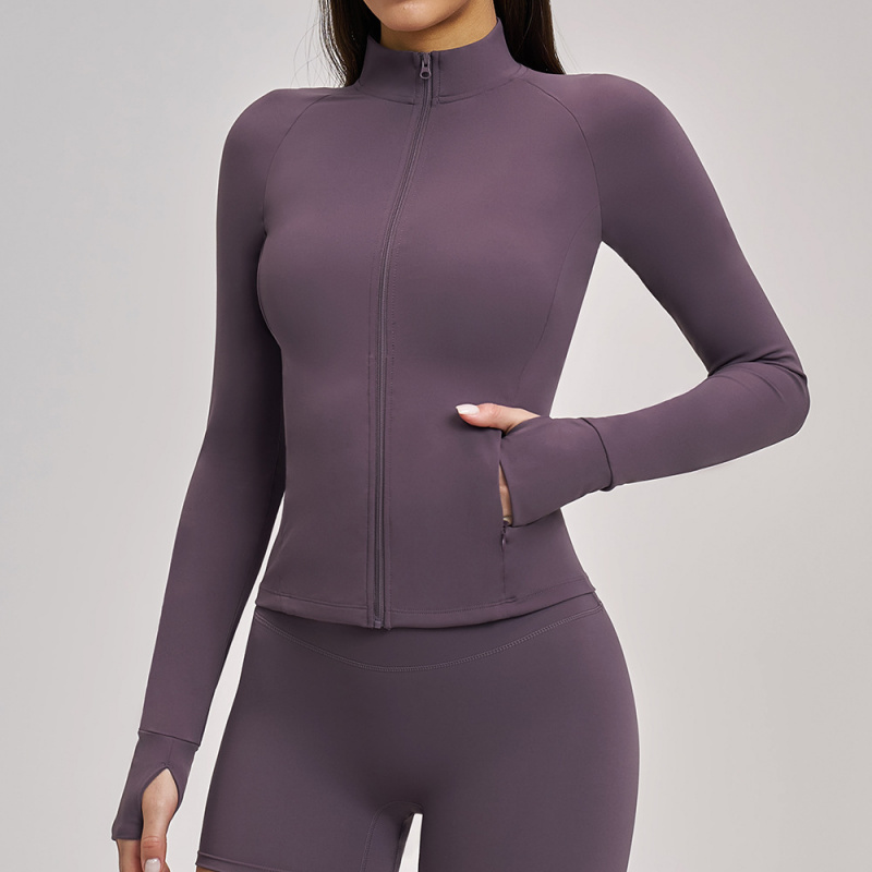 春のヨガ服女性用ハイネック長袖屋外ジッパースタンドアップカラ - Yoga Fitness Training のレビューと価格